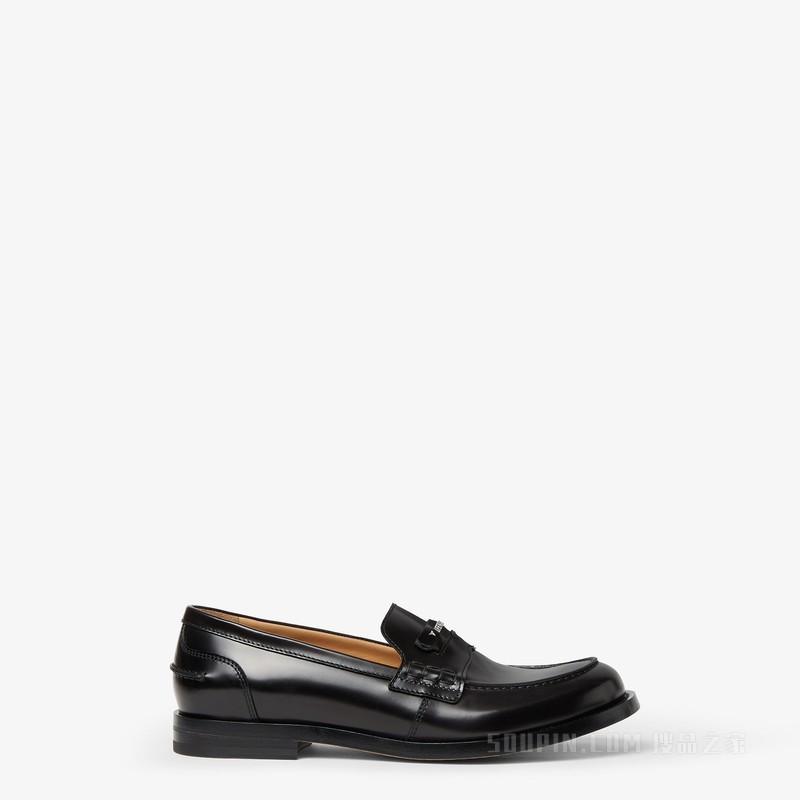 FENDI Ateneo乐福鞋 黑色皮革乐福鞋
