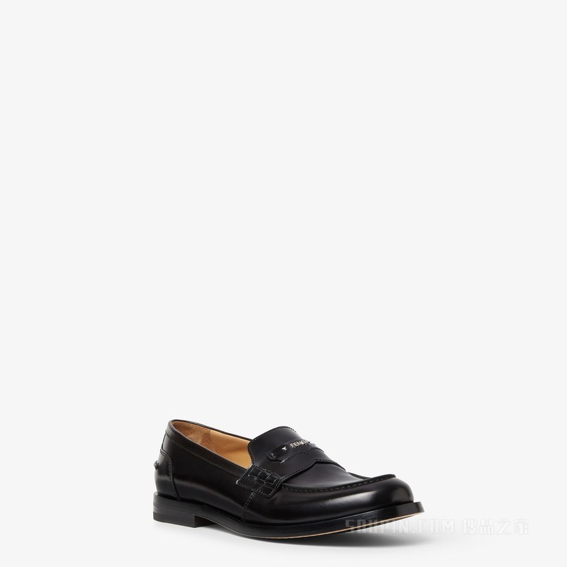 FENDI Ateneo乐福鞋 黑色皮革乐福鞋