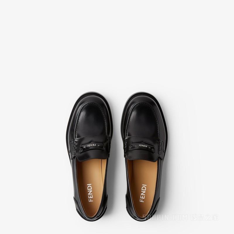 FENDI Ateneo乐福鞋 黑色皮革乐福鞋