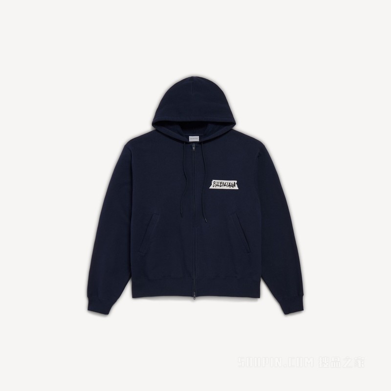MASKING TAPE HOODIE超大版型拉链连帽卫衣