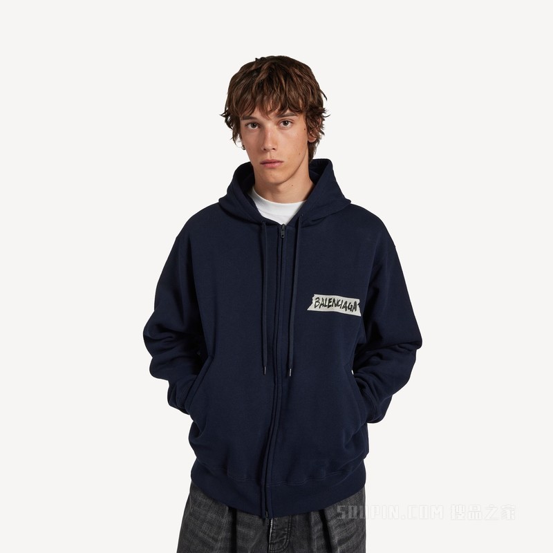 MASKING TAPE HOODIE超大版型拉链连帽卫衣