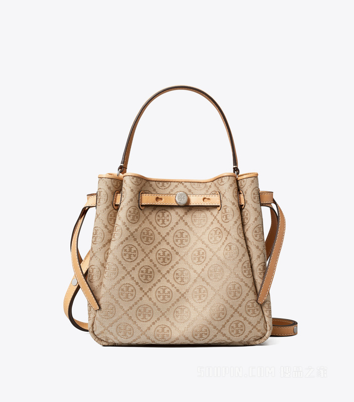 【新品】Romy T Monogram 水桶包 亚麻本色