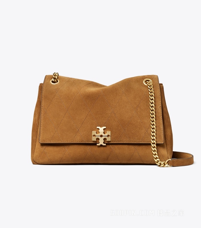 【新品】Charlie 大号绗缝肩背包 焦糖色