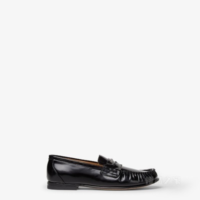 FENDI Scrunch 黑色皮革乐福鞋