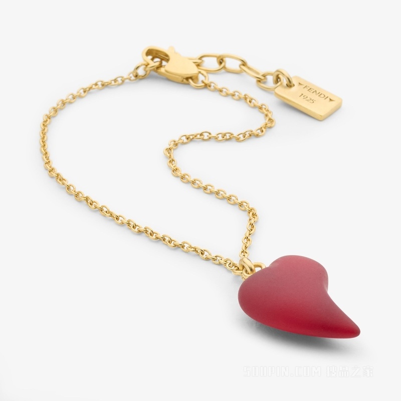 FENDI Heartbeat手链 金色金属和拉丝红色玻璃手链
