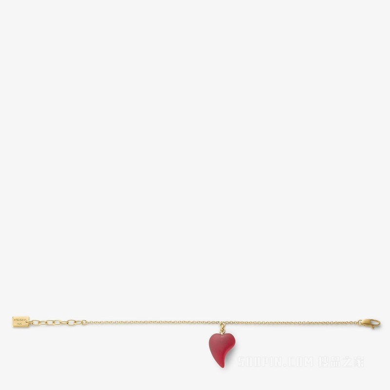 FENDI Heartbeat手链 金色金属和拉丝红色有机玻璃手链
