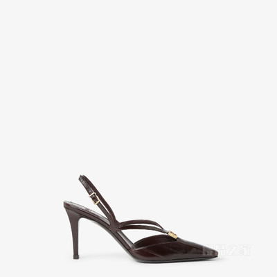 FENDI FFold 棕色鱼皮革高跟露跟鞋