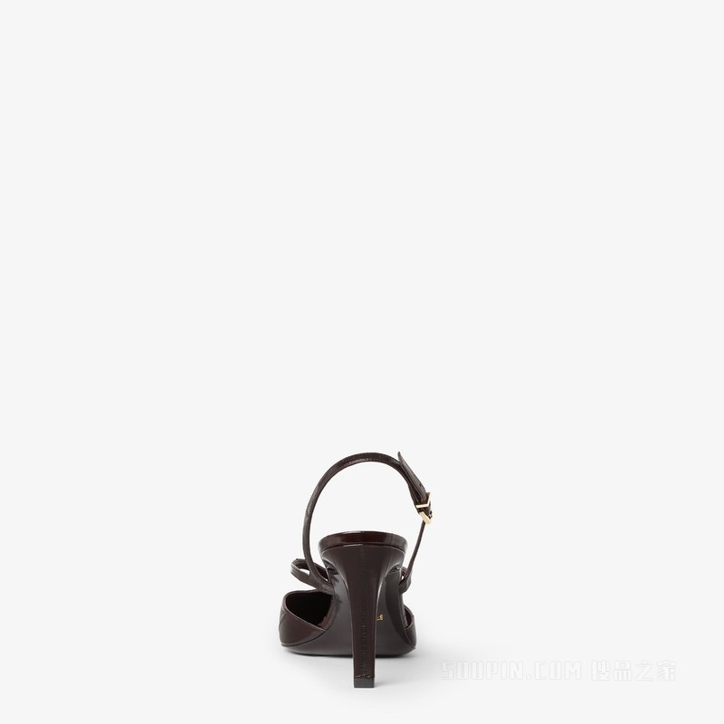 FENDI FFold 棕色鱼皮革高跟露跟鞋
