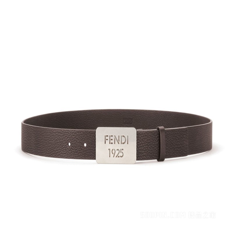 FENDI 1925腰带 30毫米宽深棕色罗马牛皮革腰带