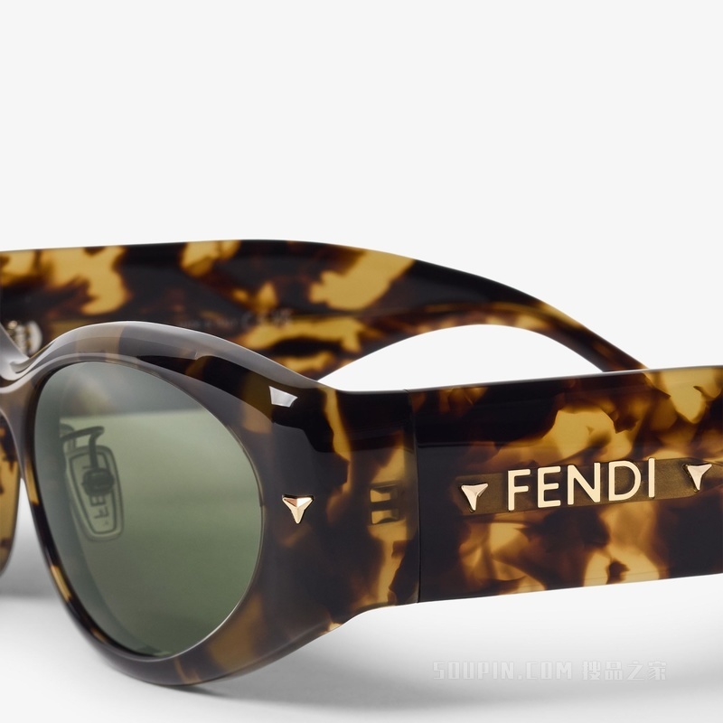 FENDI Screen 低横梁设计赭黄色雪茄棕醋酸酯材料太阳镜