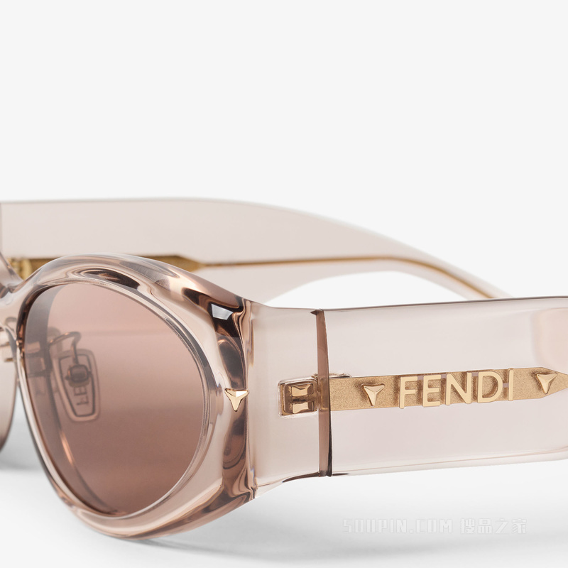 FENDI Screen 低横梁设计透明灰褐色醋酸酯材料太阳镜