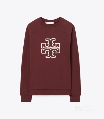 【新品】厚实棉质 Logo 圆领衫 深紫红色