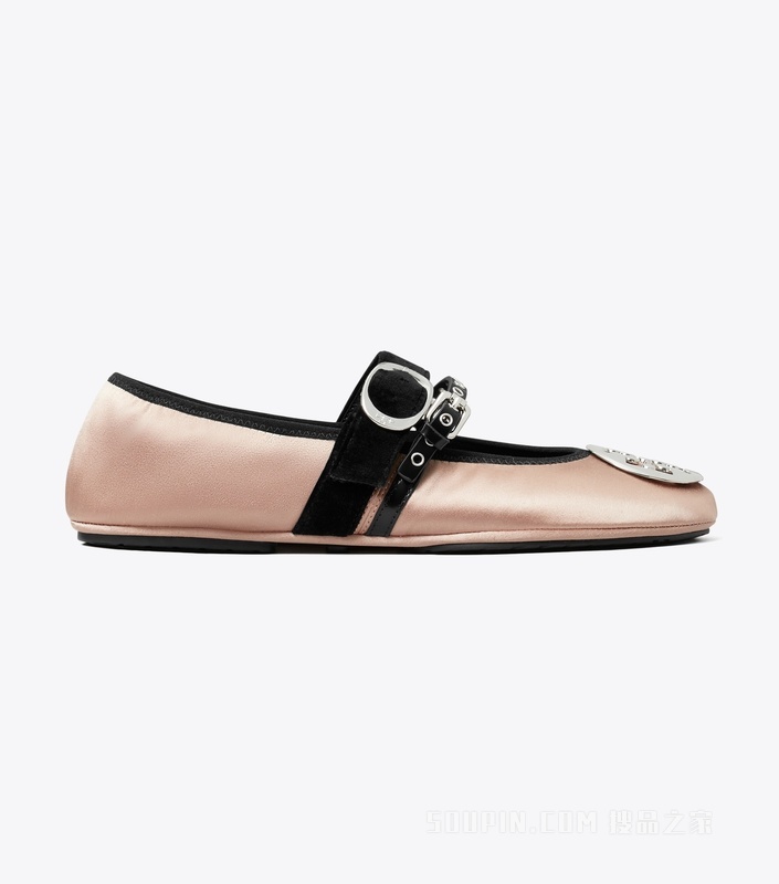 【新品】Reva Punk 旅行芭蕾平底鞋 缎光粉