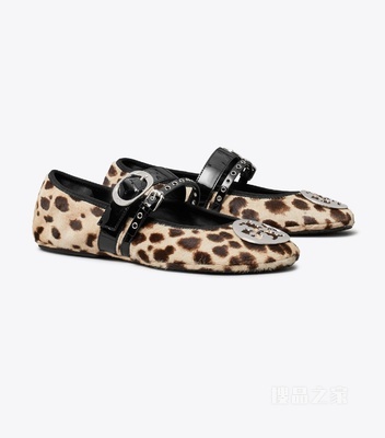 【新品】Reva Punk 旅行芭蕾平底鞋 豹纹斑点 / 银色