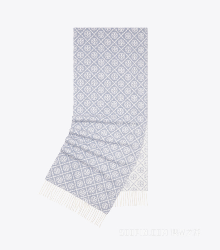 【新品】T Monogram 提花围巾 暮色蓝