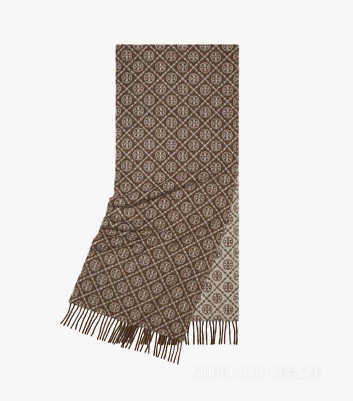 【新品】T Monogram 提花围巾 象牙白