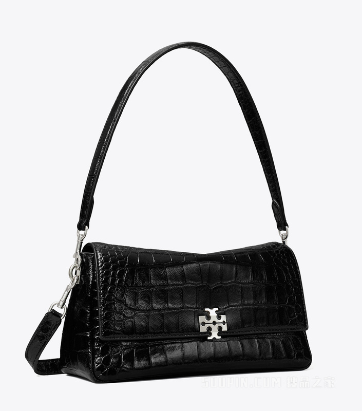 【新品】Charlie 小号鳄鱼纹肩背包 黑色