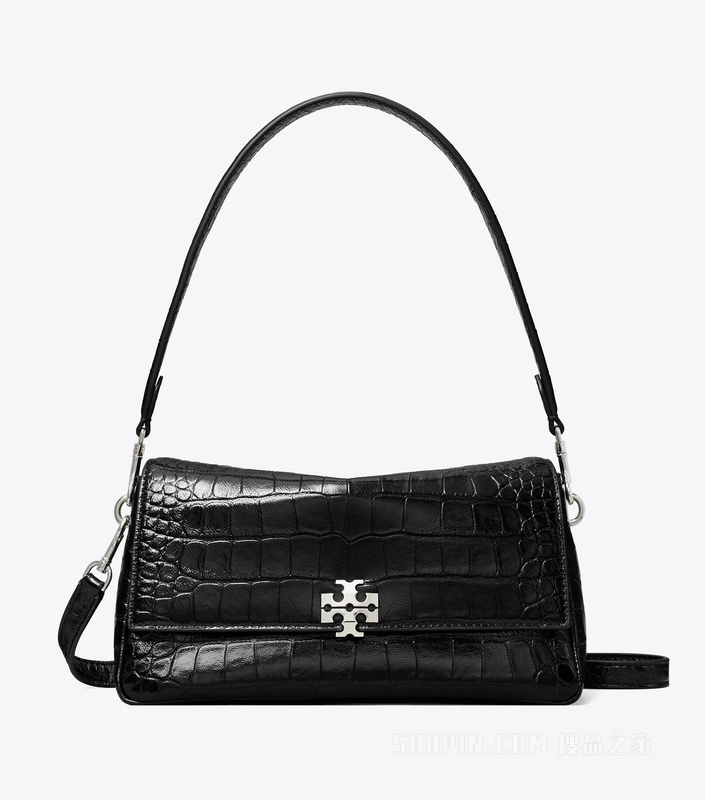 【新品】Charlie 小号鳄鱼纹肩背包 黑色
