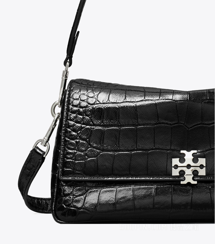 【新品】Charlie 小号鳄鱼纹肩背包 黑色
