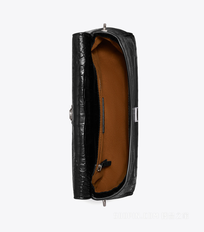 【新品】Charlie 小号鳄鱼纹肩背包 黑色
