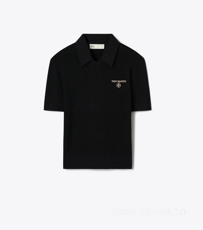 【新品】Simone 羊毛 Polo 衫 黑色/浅米混色