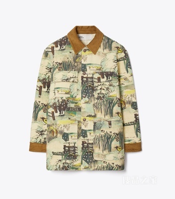 【新品】印花牛仔工装夹克 黄色印花