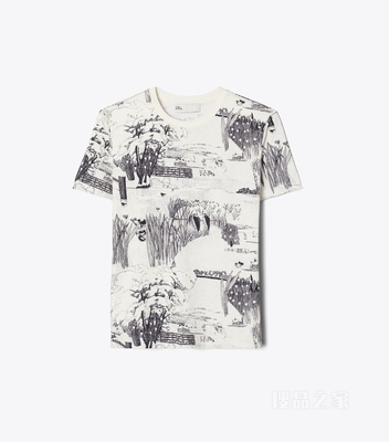 【新品】印花棉质T恤 象牙白印花