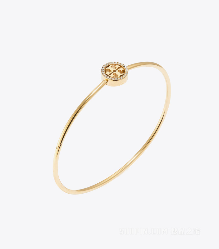 【新品】Icon 经典系列密镶铆钉搭扣手镯 Tory 金/水晶色