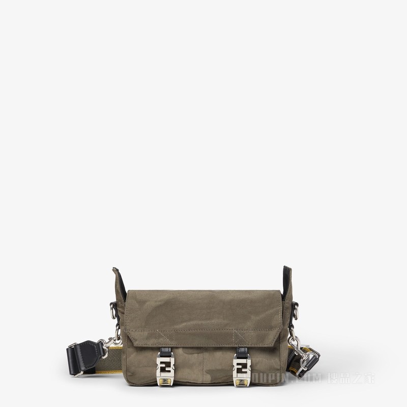 FENDI Flow小号手袋 灰绿色拼接尼龙手袋