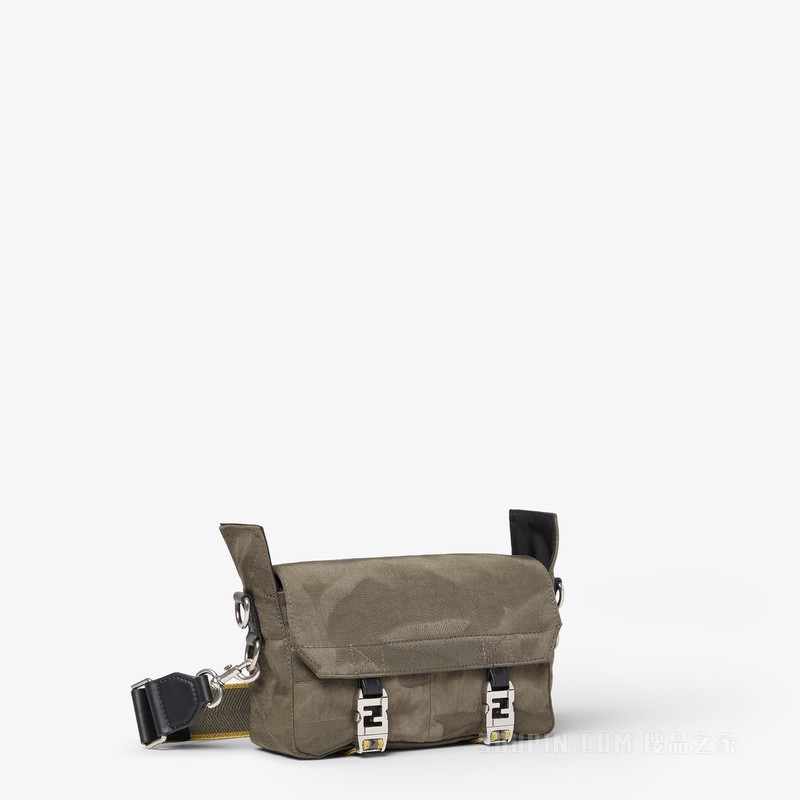 FENDI Flow小号手袋 灰绿色拼接尼龙手袋