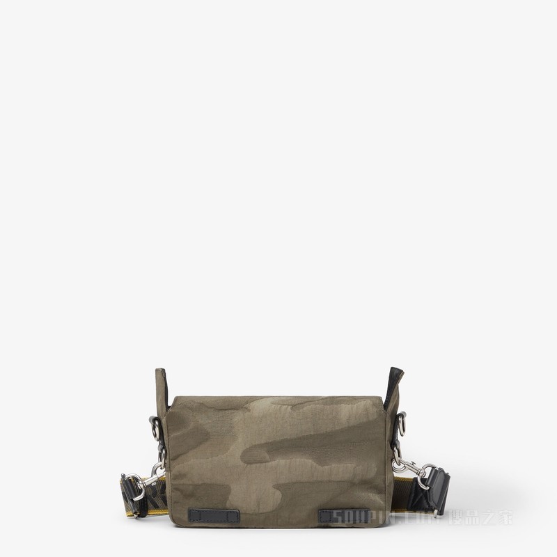 FENDI Flow小号手袋 灰绿色拼接尼龙手袋