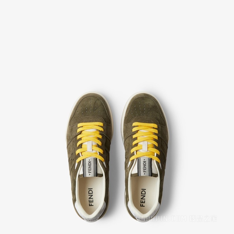 FENDI Match运动鞋 苔藓绿绒面革低帮鞋