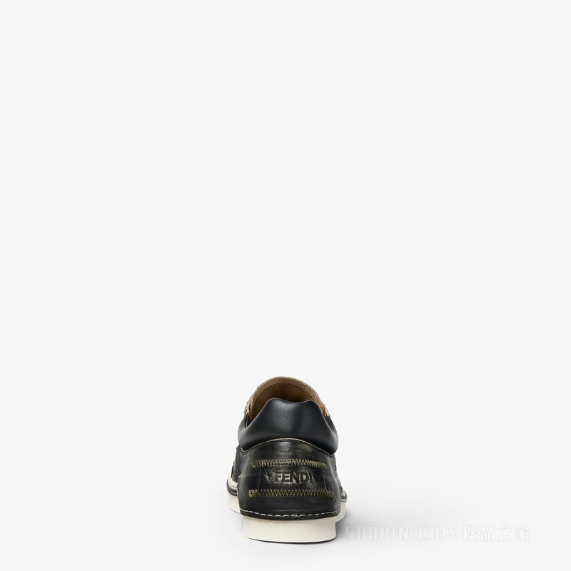 FENDI Fender运动鞋 黑色皮革低帮鞋