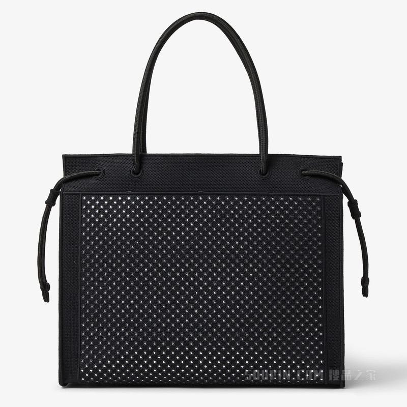 FENDI Magic大号托特包 黑色刺绣镜面装饰布料托特包