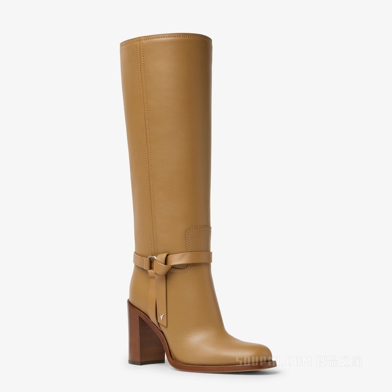 FENDI Dressage 驼色皮革靴子