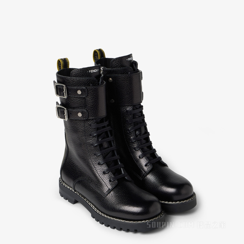 FENDI Commando 黑色皮靴