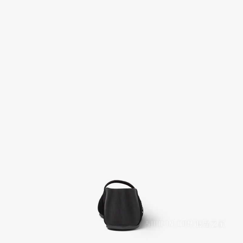 FENDI Academia 黑色天鹅绒芭蕾舞平底鞋