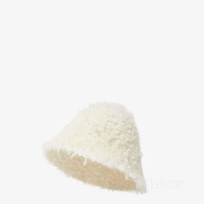 帽子 象牙白羊剪毛效果绵羊毛钟形帽