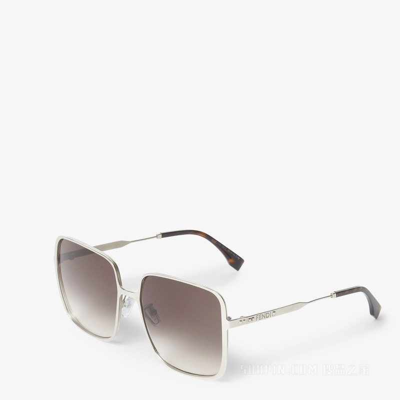 FENDI Line 银色金属太阳镜