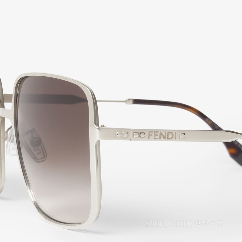 FENDI Line 银色金属太阳镜