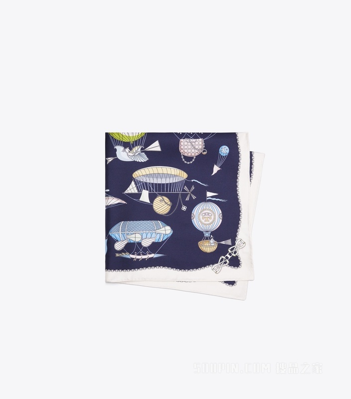 【新品】热气球图案方巾 海军蓝