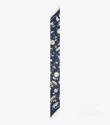 【新品】热气球图案缎带围巾 海军蓝