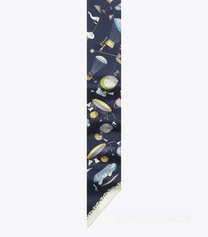 【新品】热气球图案缎带围巾 海军蓝
