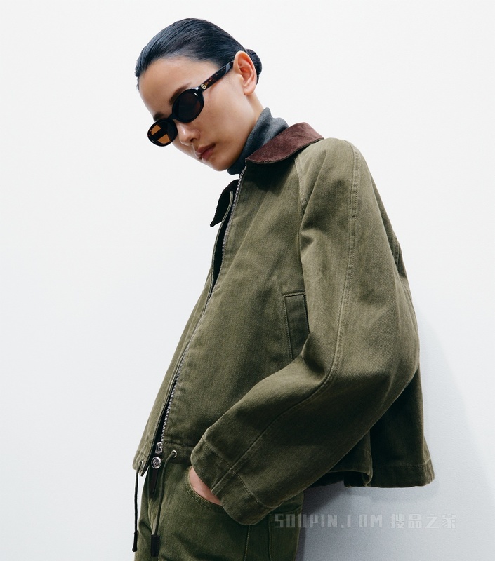 【新品】牛仔飞行员夹克 做旧绿