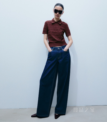 T Monogram 提花 Polo 衫 红木棕