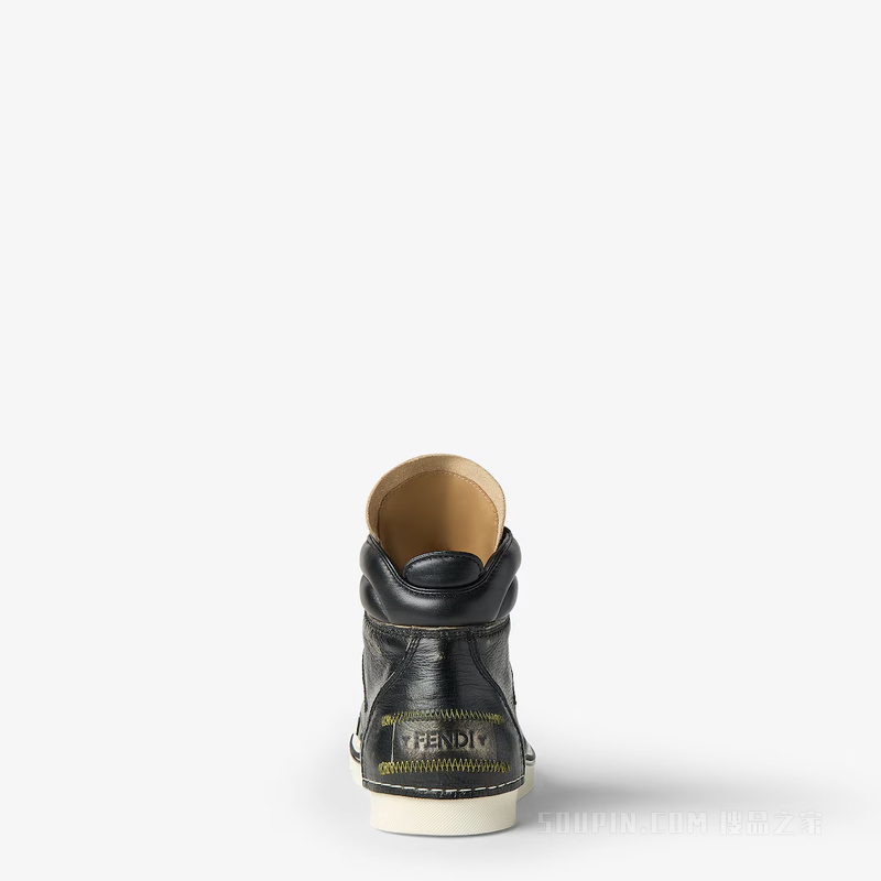FENDI Fender运动鞋 黑色皮革高帮鞋