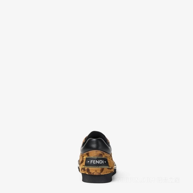 FENDI Fender运动鞋 棕色和黑色毛面皮革低帮运动鞋