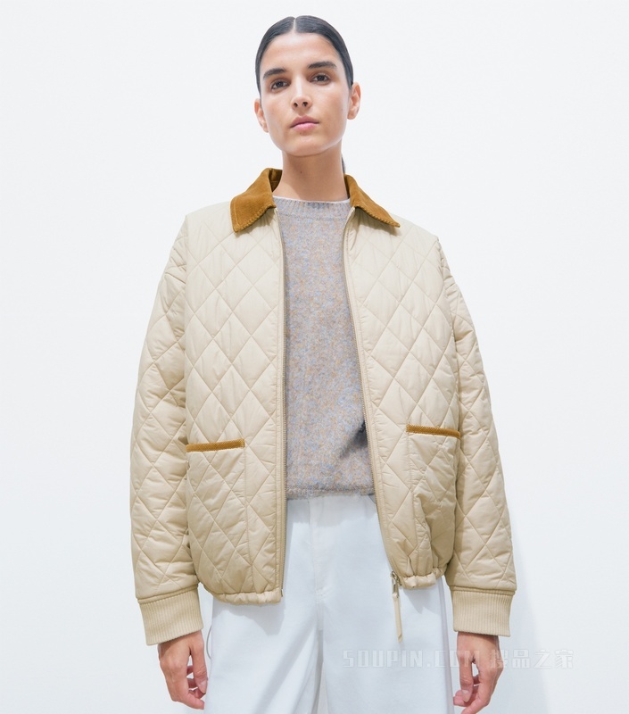 【新品】绗缝外套 浅卡其色/赤陶色