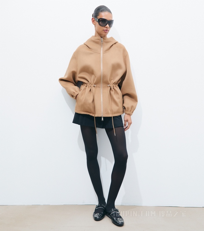 【新品】T Monogram 双面提花连帽外套 深米色