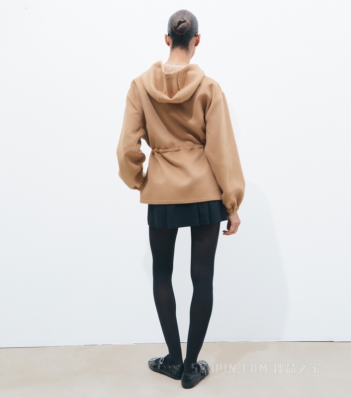 【新品】T Monogram 双面提花连帽外套 深米色